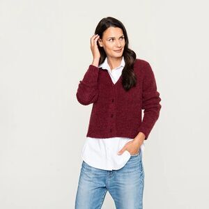 Pacas Ribbed Alpaca Cardigan Size M Brick Red